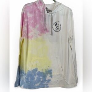 Disney Hoodie Long Sleeve T-Shirt with Mickey Mouse Pink, Yellow, Blue Tie-Dye